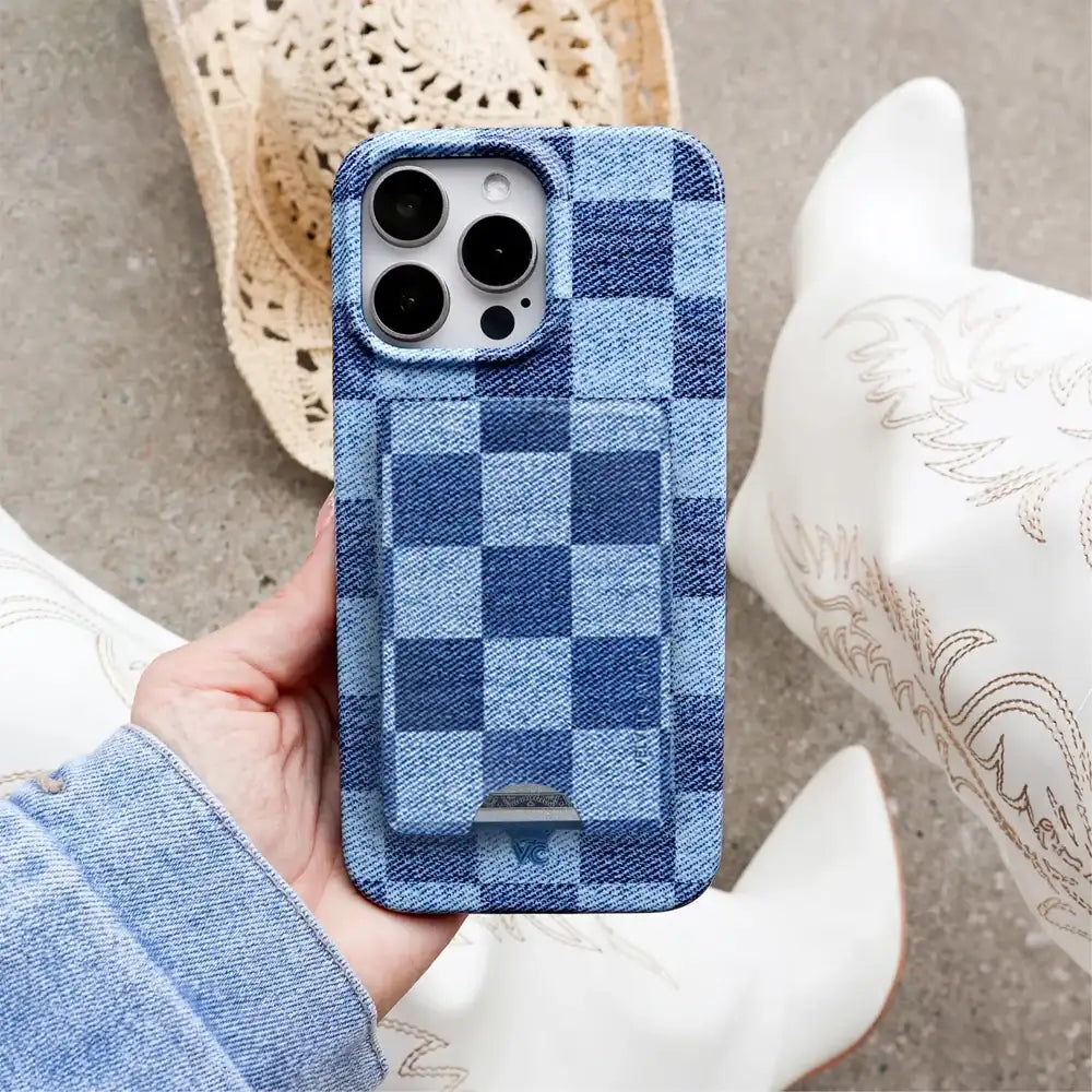Denim Checker Magsafe Wallet