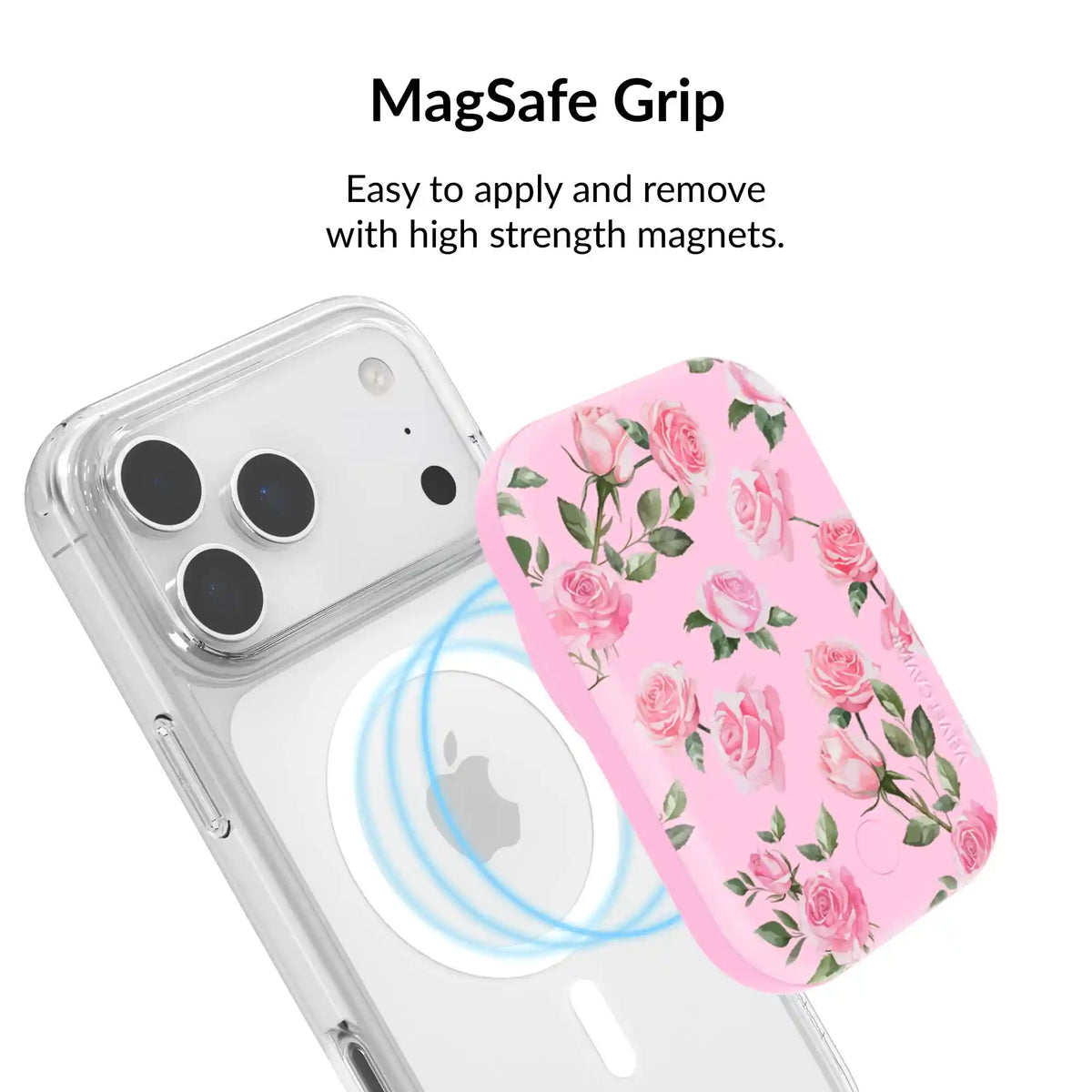 Pink Rose Floral MagSafe Battery Power Pack