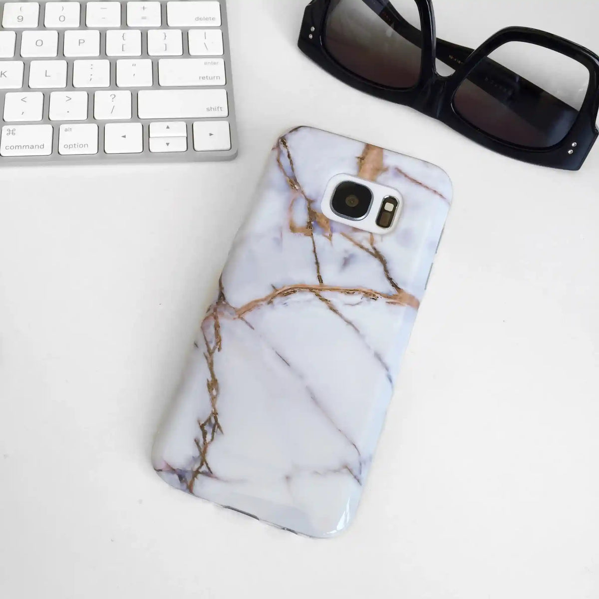 White & Gold Marble Samsung Case