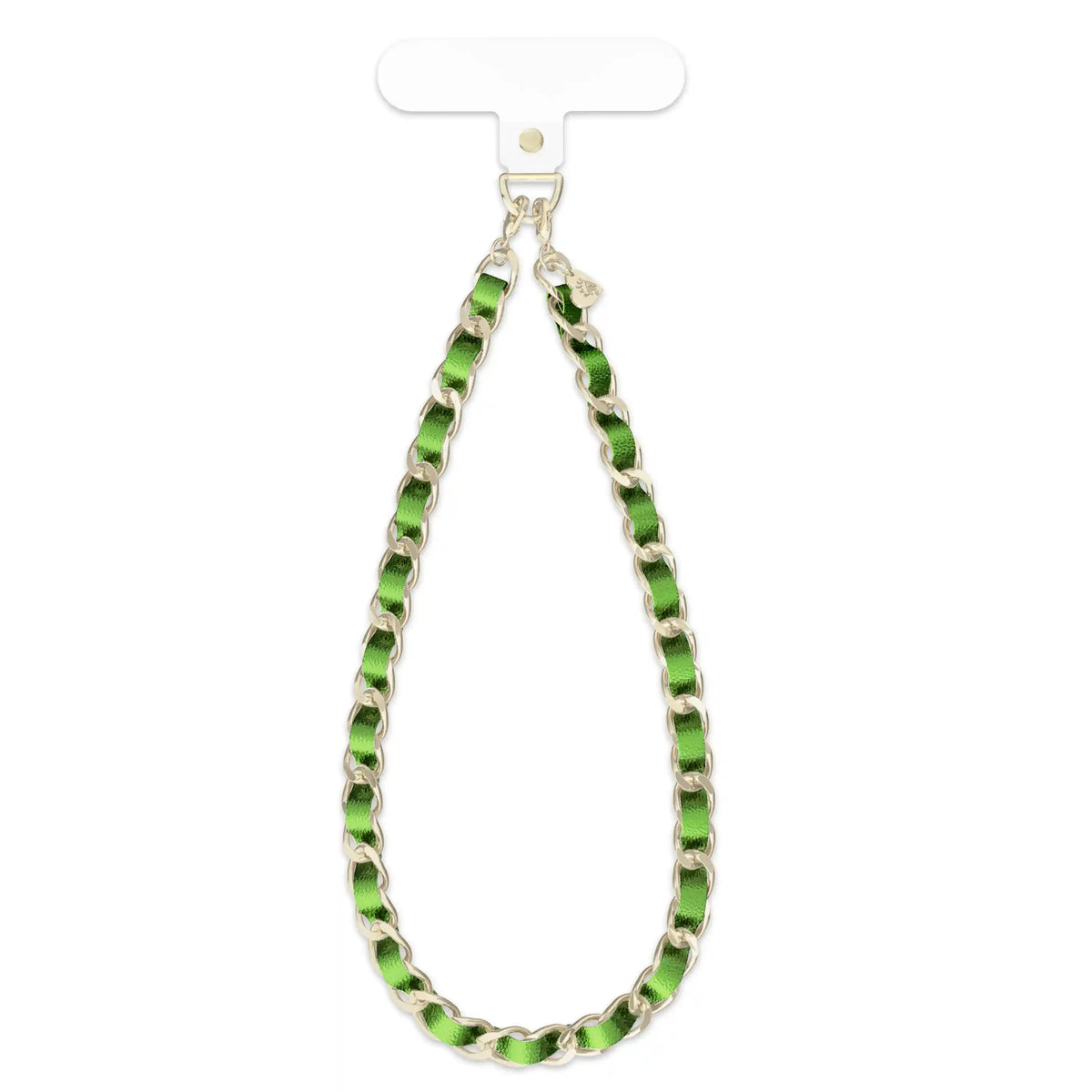 Metallic Green Leather Chain Phone Charm