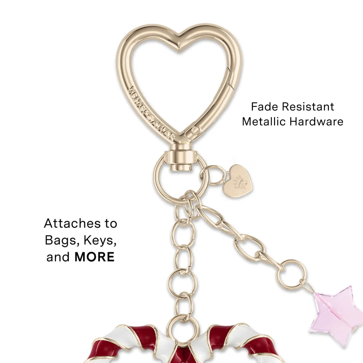 Candy Cane Heart Bag Charm