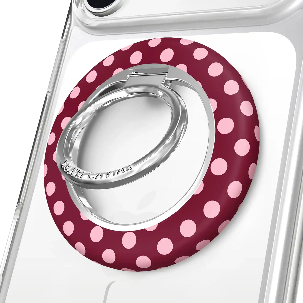 Raspberry Polka Dot MagSafe Grip Ring