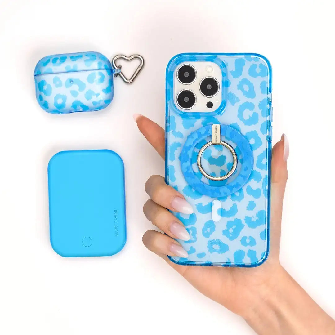 Aqua Blue Leopard AirPod Case