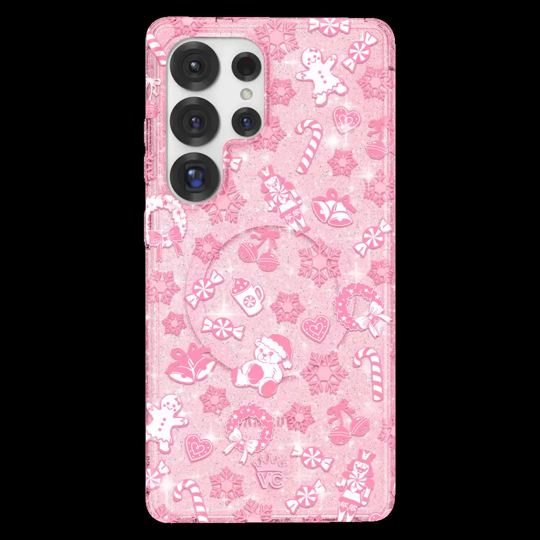 Pink Christmas Glitter Samsung Case