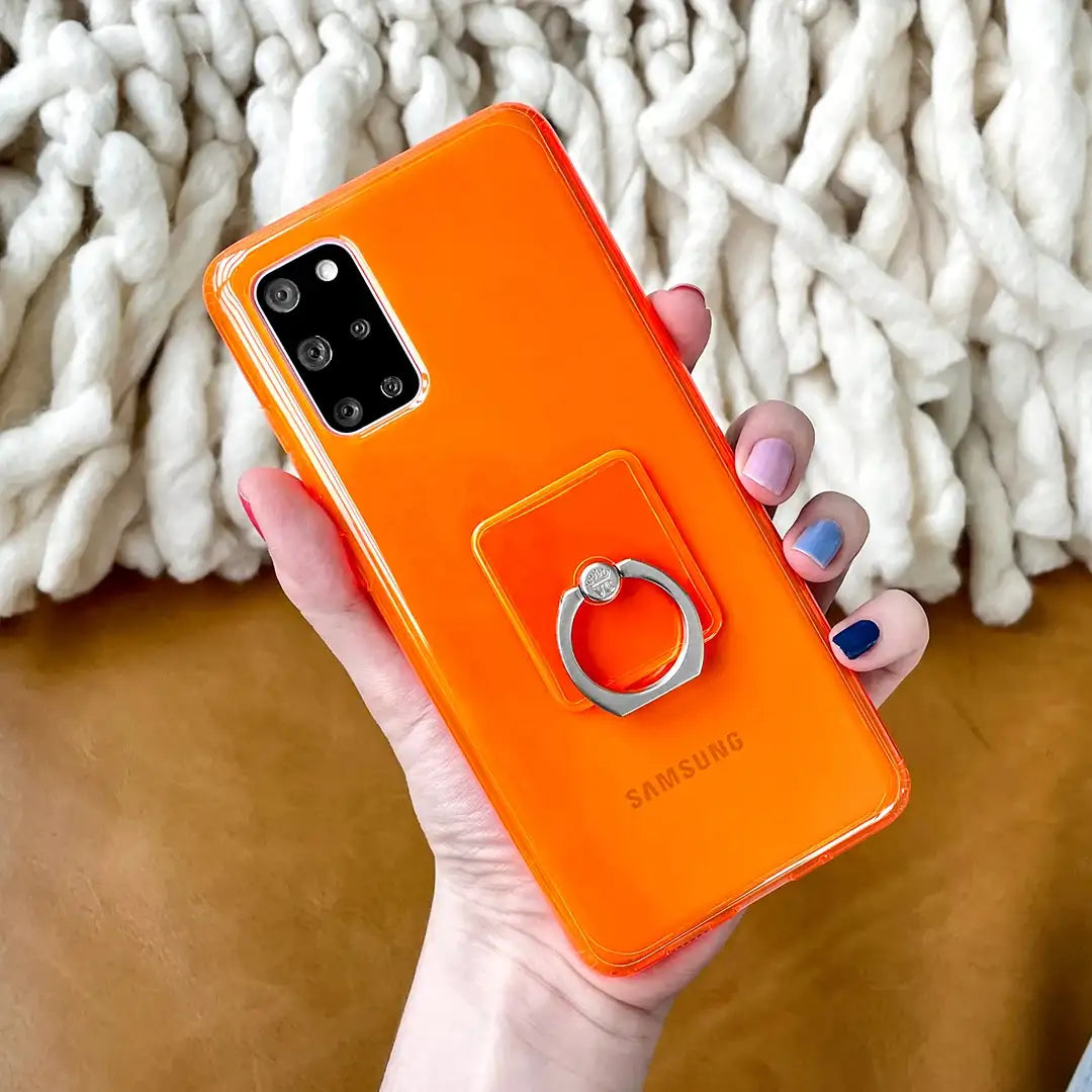 Neon Orange Clear Samsung Case