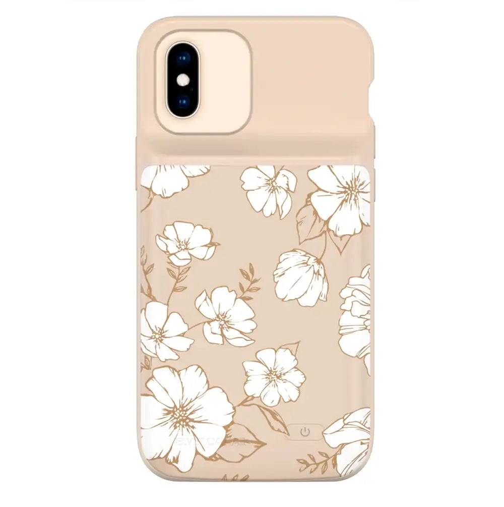 White Floral iPhone Charging Case