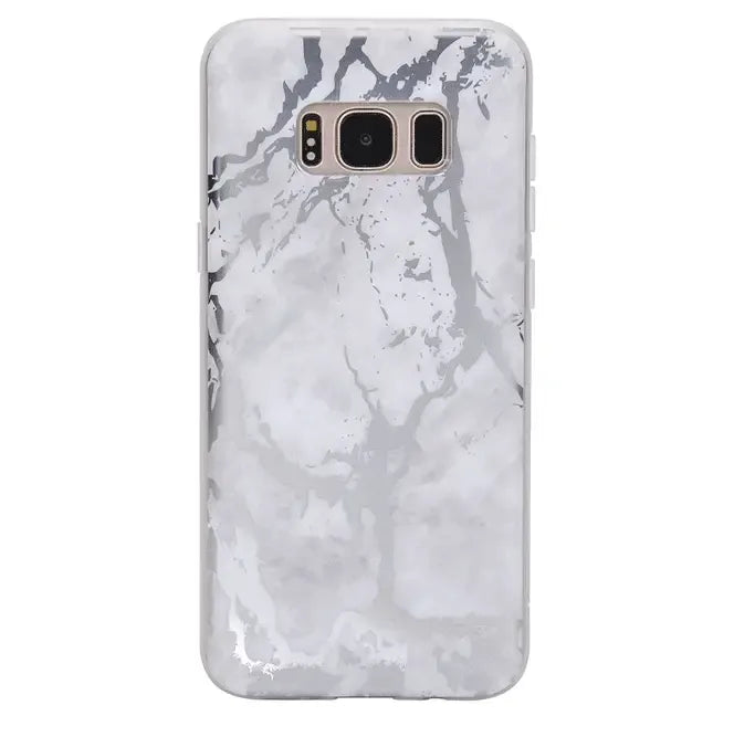 White Marble Silver Chrome Samsung Galaxy Case