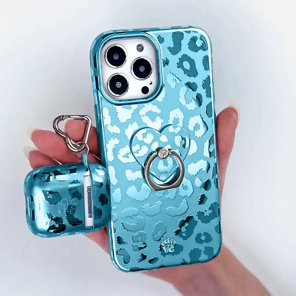 Blue Sapphire Leopard Phone Ring