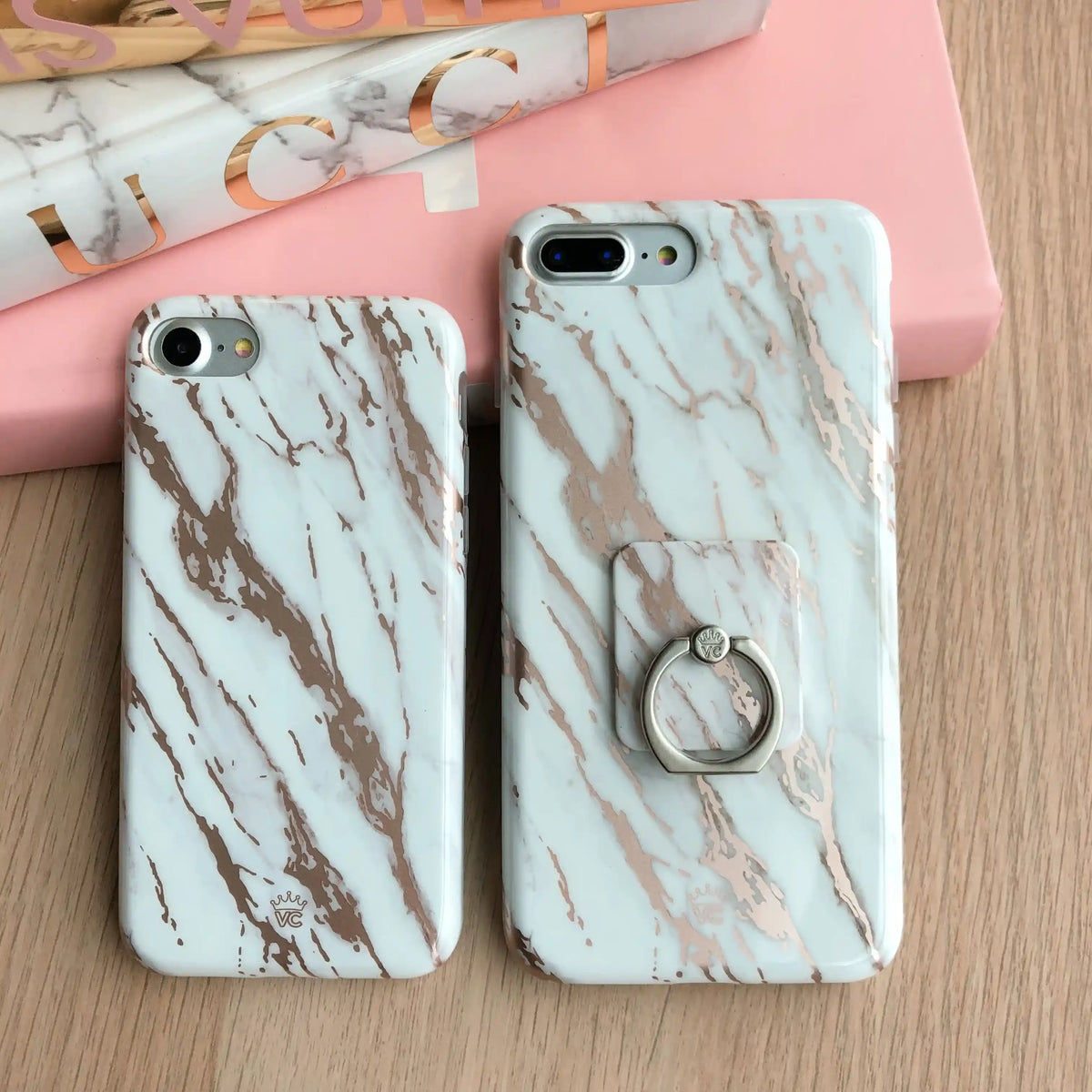 White Marble Rose Gold Chrome 2.0 iPhone Case