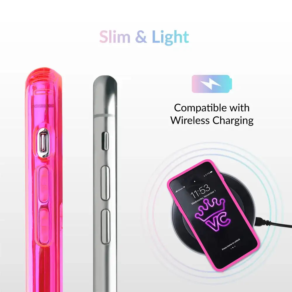 Neon Pink Clear iPhone Case