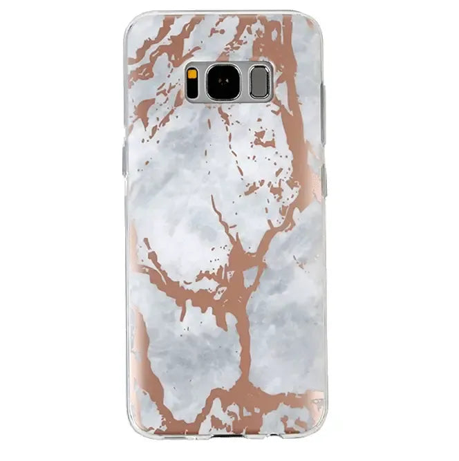 White Marble Rose Gold Chrome Samsung Galaxy Case