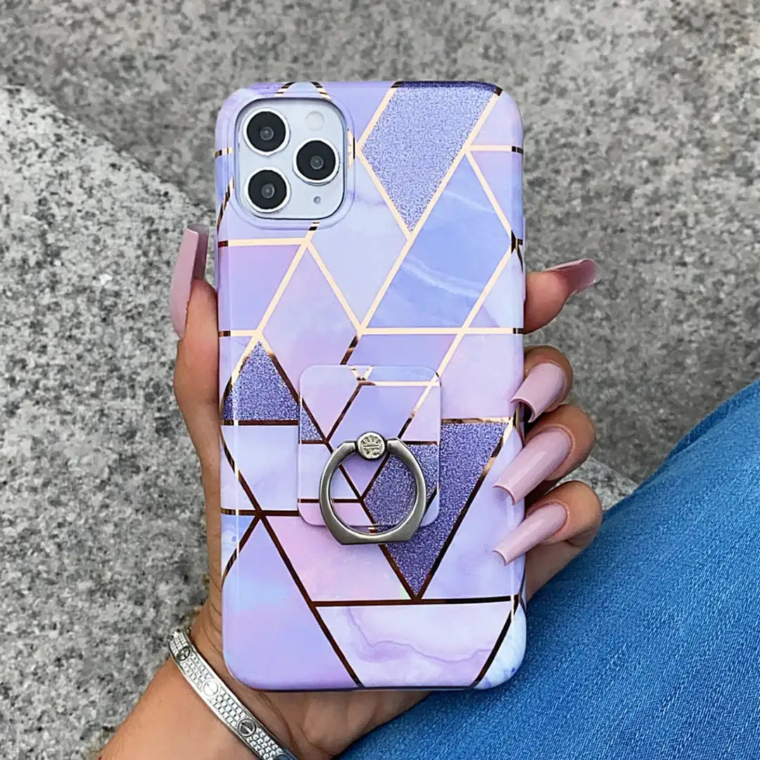 Purple Geometric Marble iPhone Case