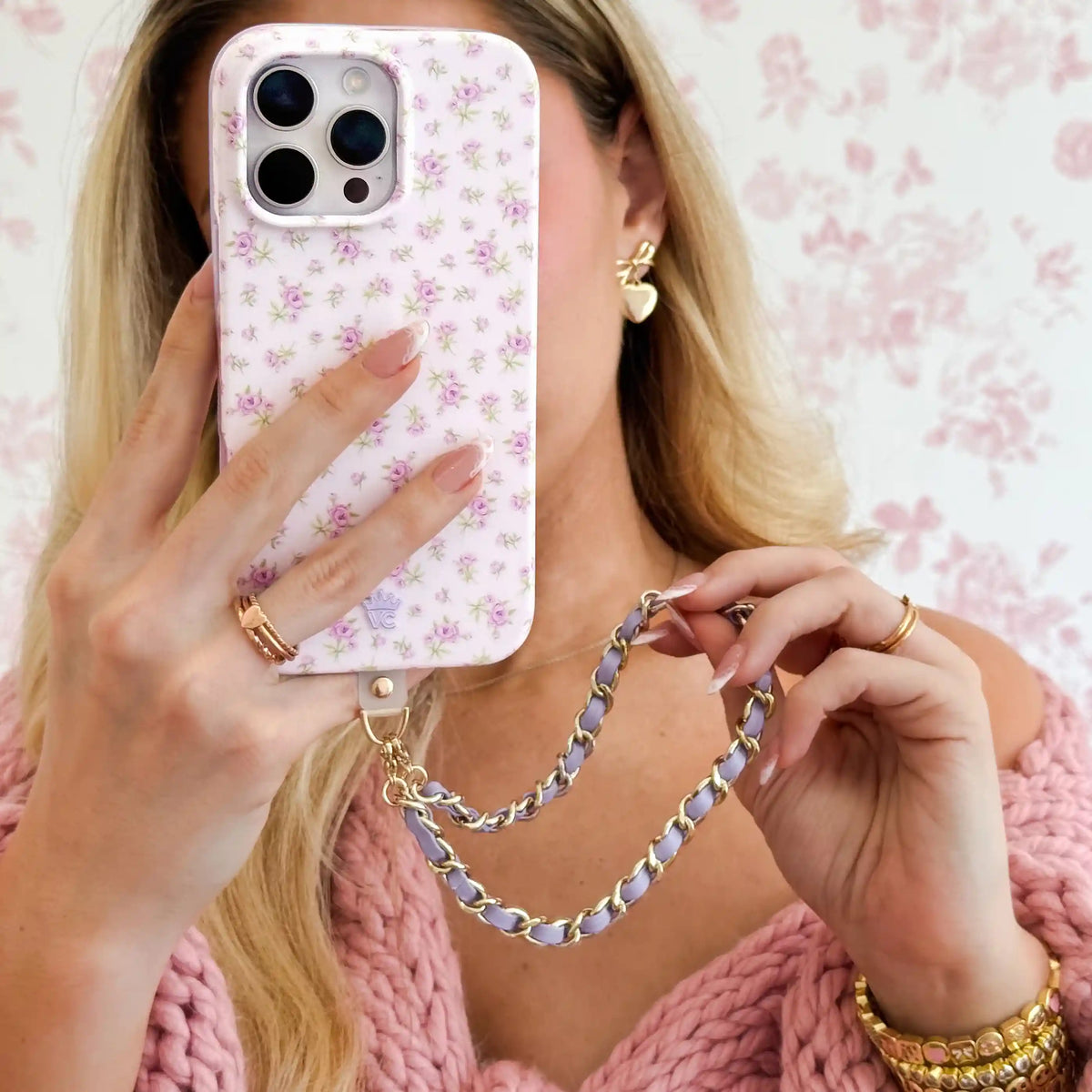 Lilac Leather Chain Phone Charm